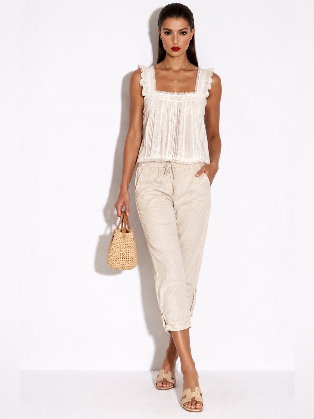 CASLON Lightweight Linen Capri Pants Size Small